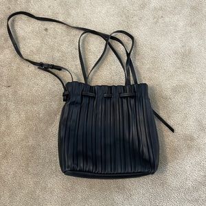 zara black pleated bucket bag